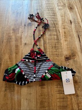Kuleana bikini bra halter triangle top new with tags NWT XS Tribal geometric